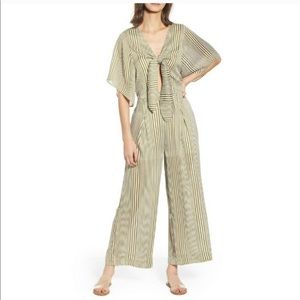Moon River v-neck striped jumpsuit